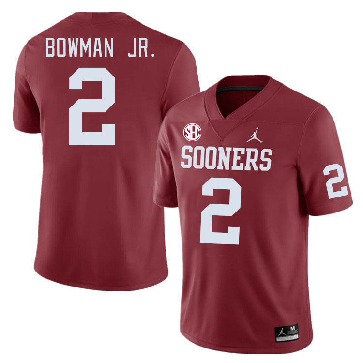 #2 Billy Bowman Jr. Oklahoma Sooners 2024 SEC Conference College Football Jerseys-Crimson